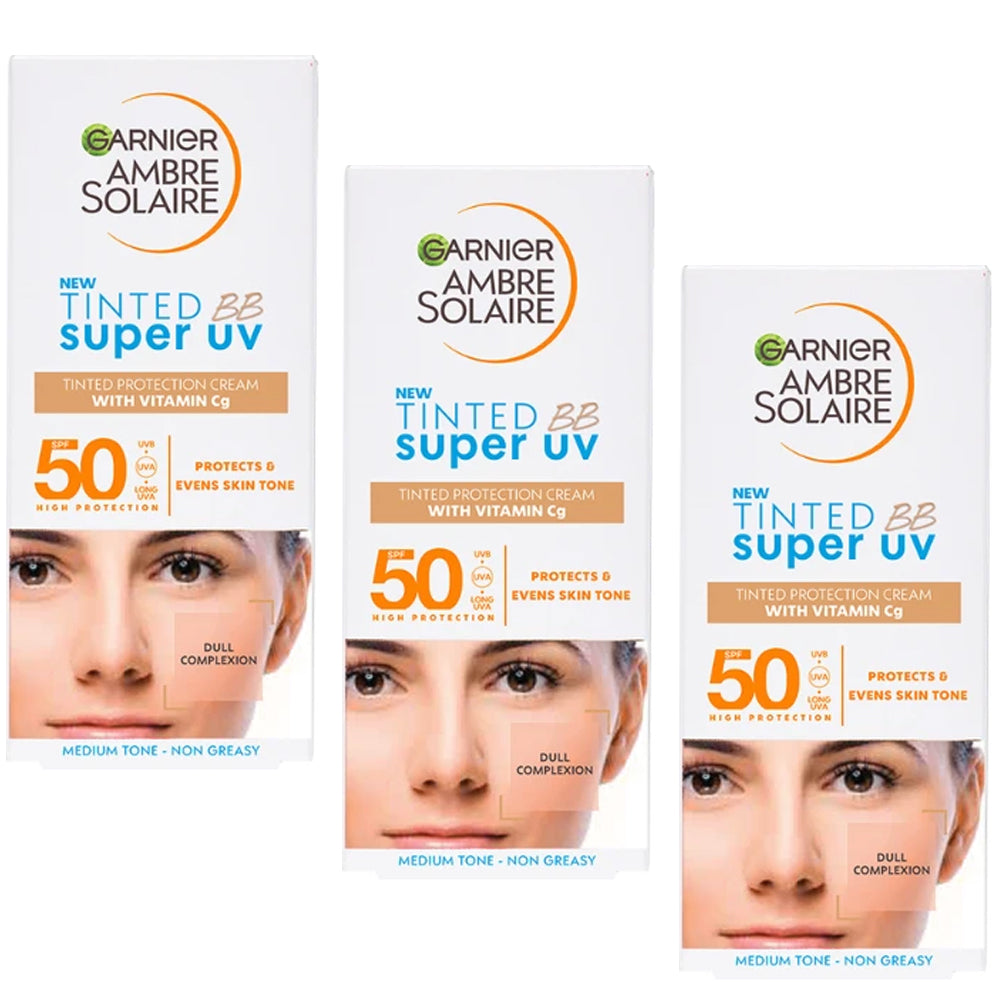Garnier Ambre Solaire BB UV Cream SPF50 Medium 50ml – Pack of 3