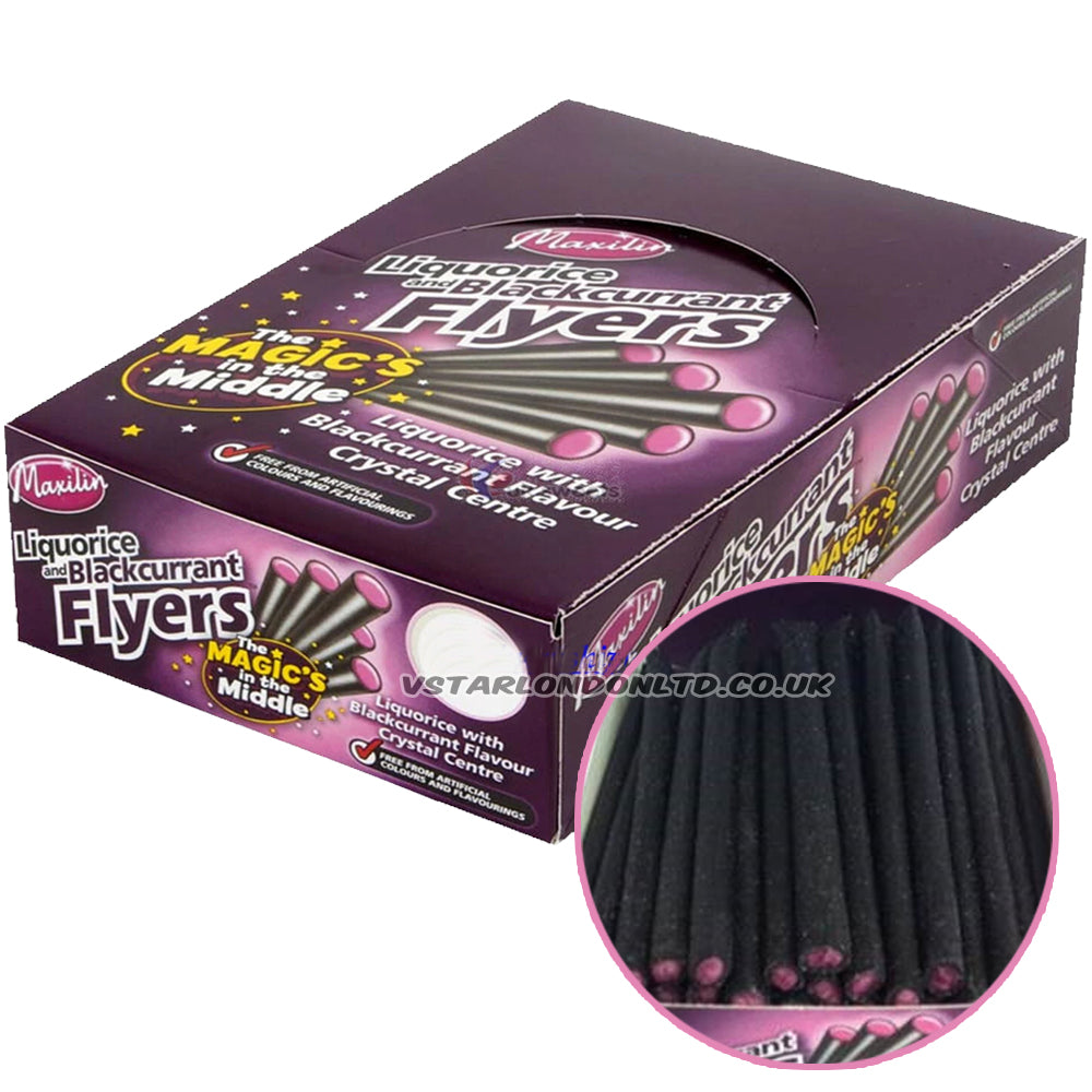 Giant Blackcurrant Liquorice Flyers – Box of 40