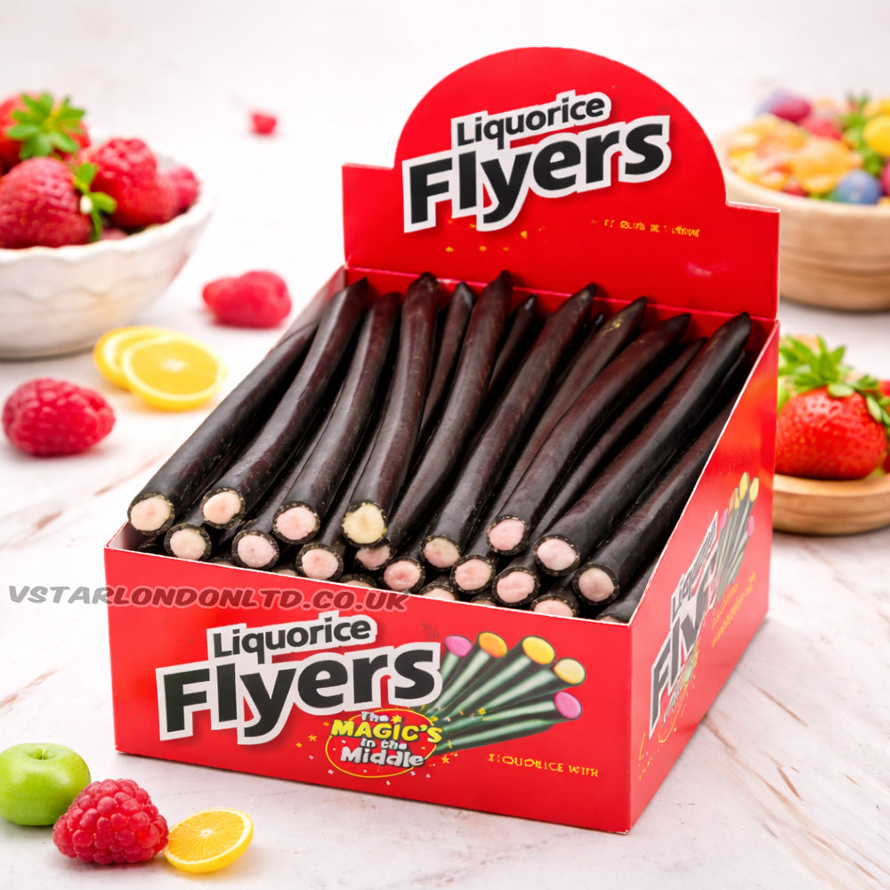 Giant Liquorice Flyers 40 Pieces Box – Fruit Crystal Centre