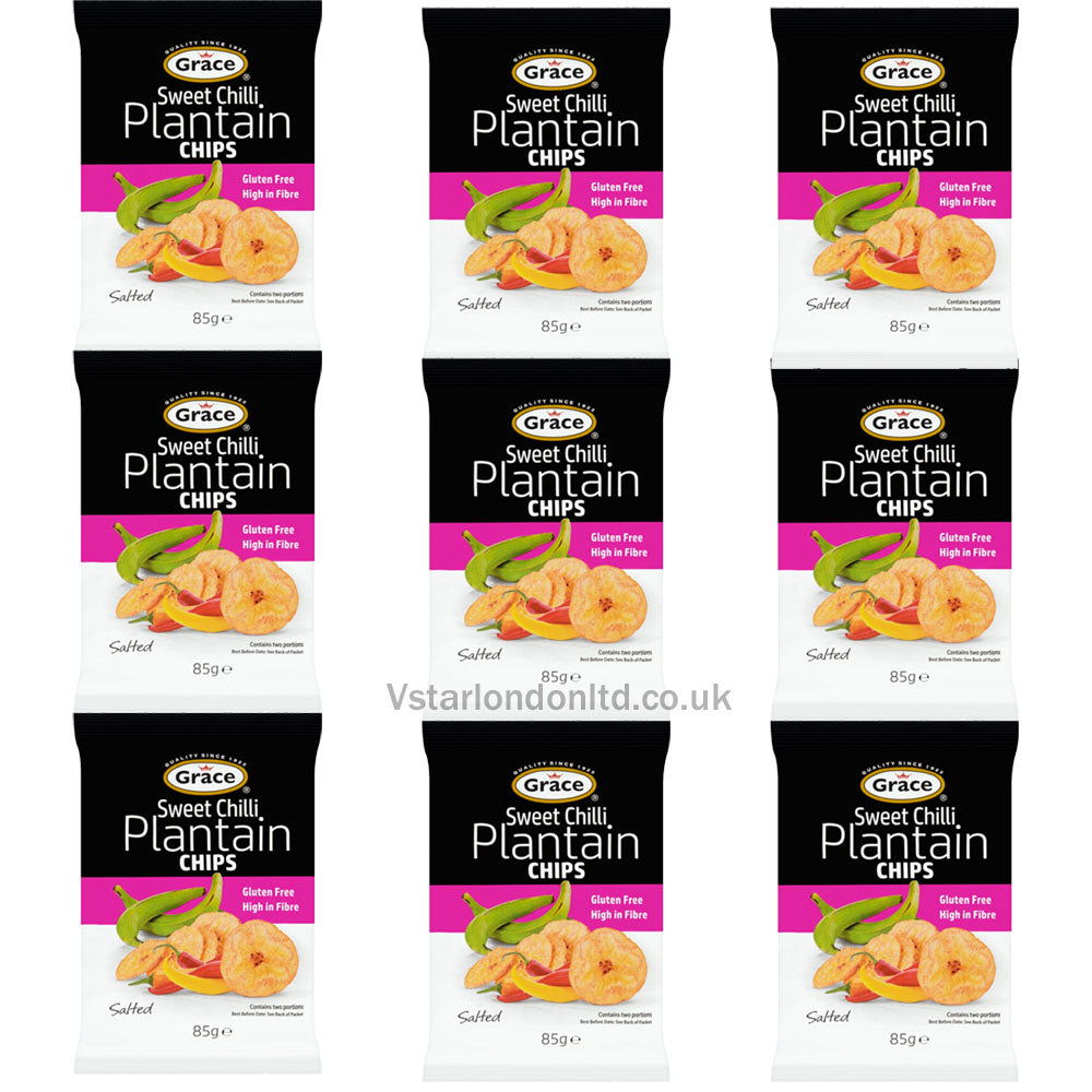 Grace Salted Sweet Chilli Plantain Chips 85g(Pack of 9)