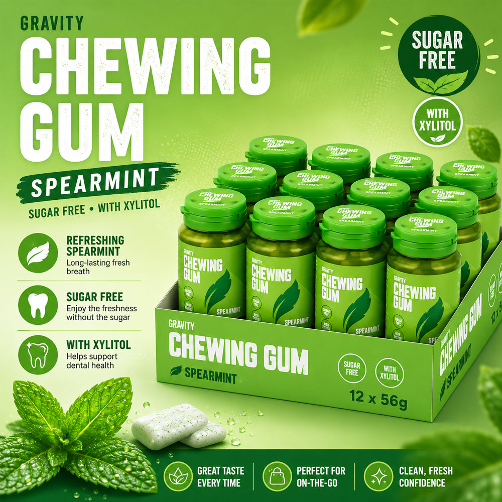 Gravity Spearmint Sugar Free Chewing Gum Tub 56g (Box of 12)