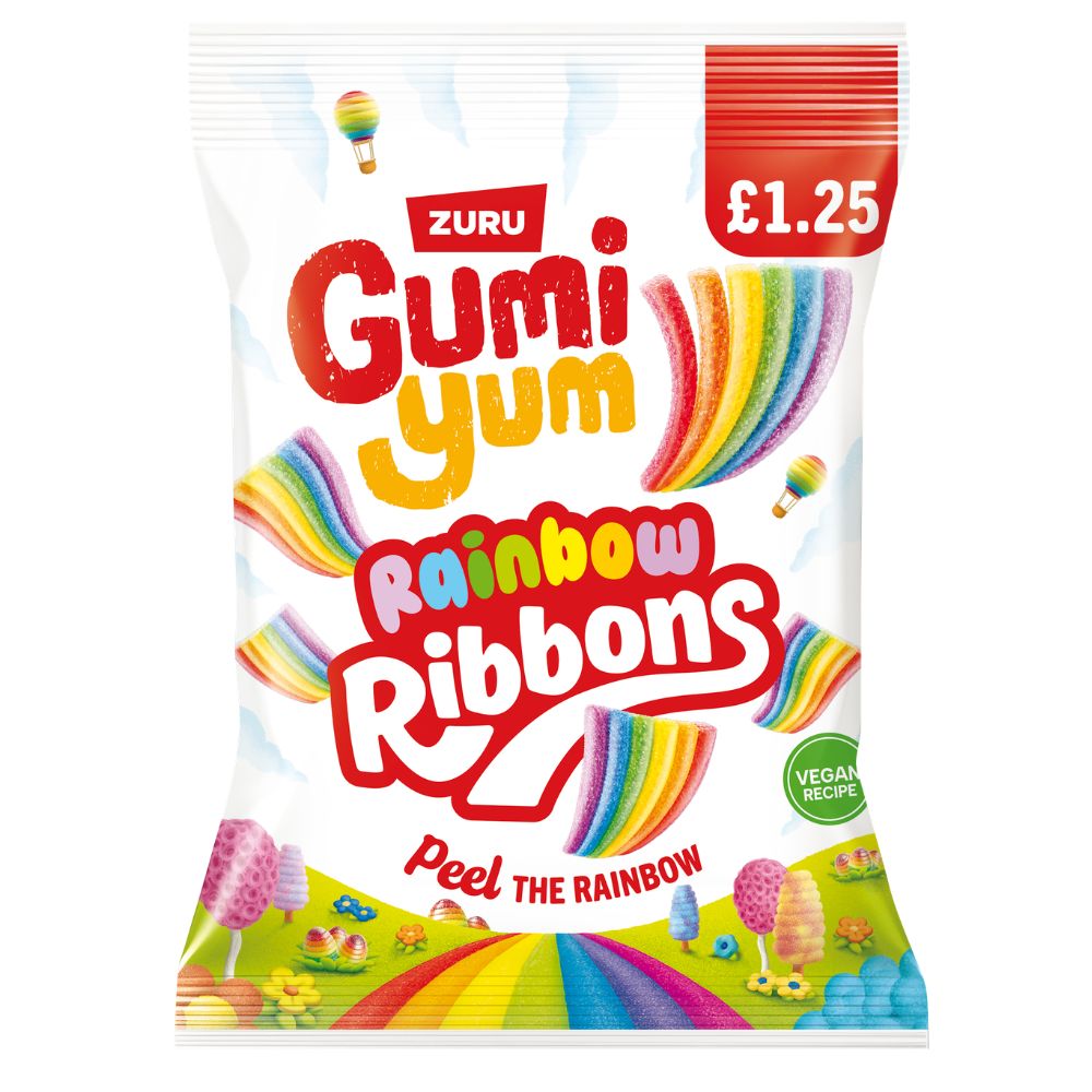Gumi Yum Rainbow Ribbons 120g Box of 12 Strawberry Sweets