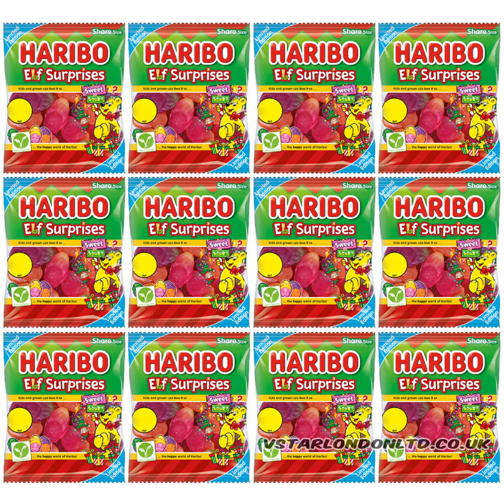HARIBO Elf Surprises Sweet & Sour Fruit Chewy Sweets 12×140g