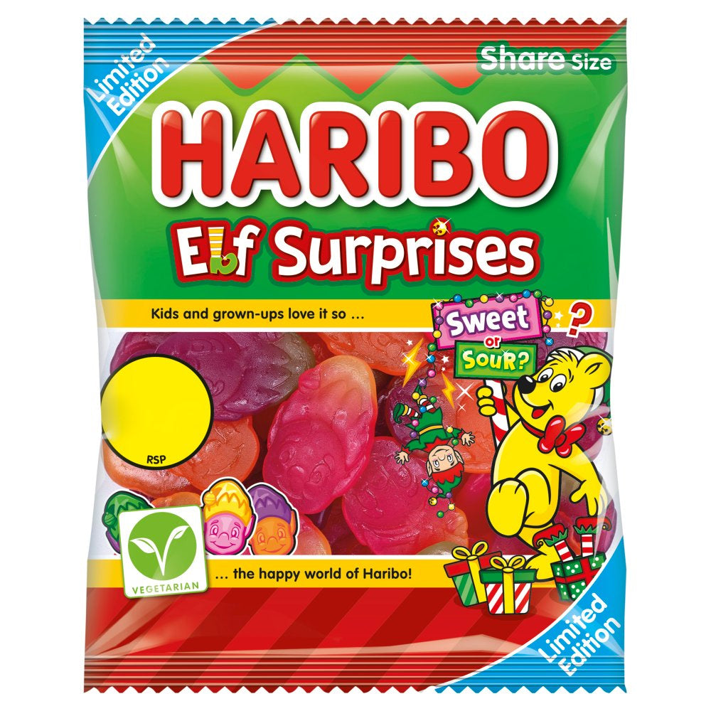 HARIBO Elf Surprises Sweet & Sour Fruit Chewy Sweets 12×140g