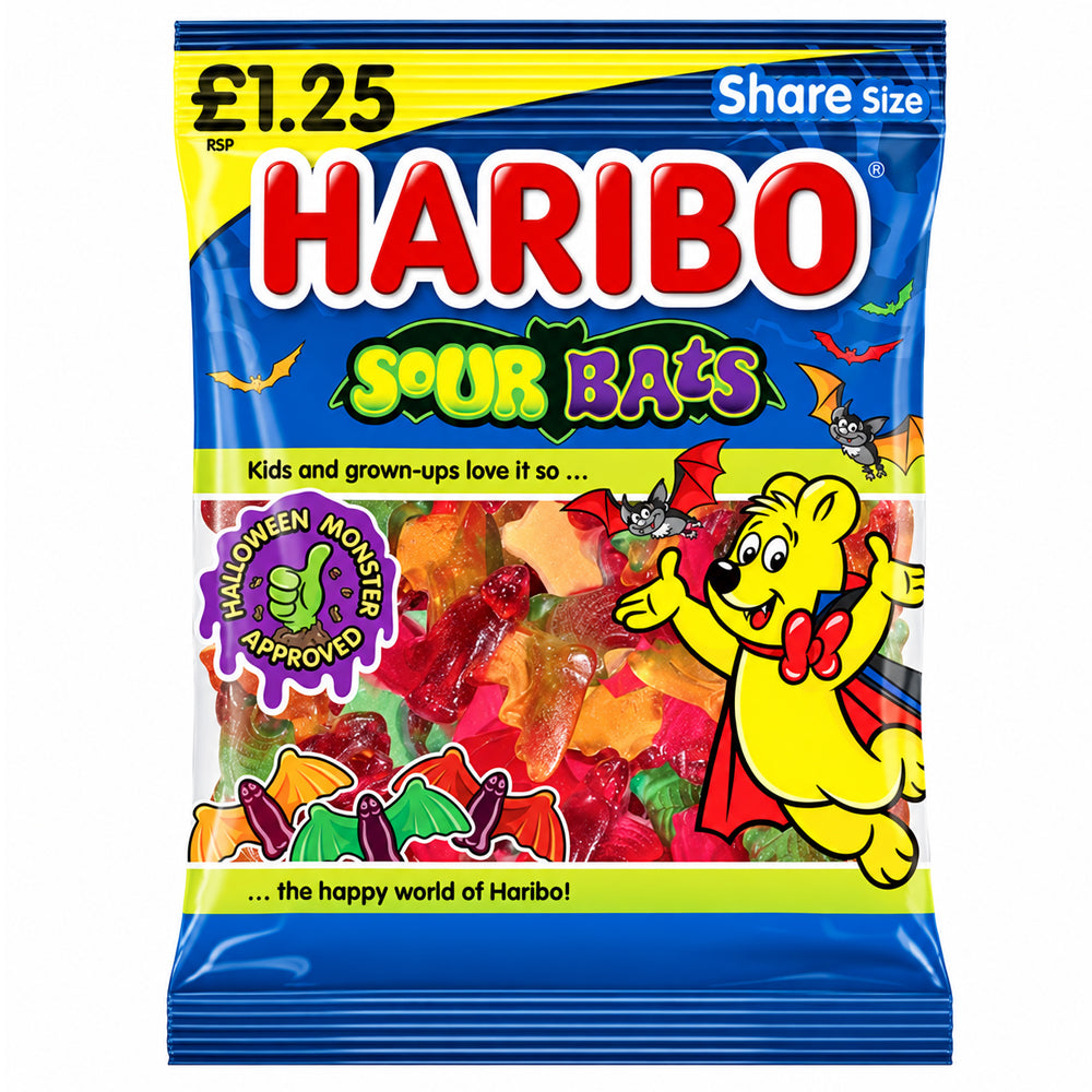HARIBO Sour Bats 140g Sour Gums PMP (Box of 12)