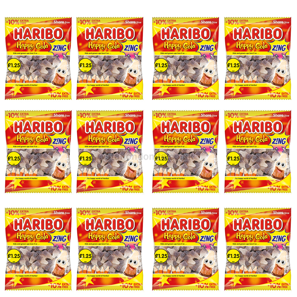 Haribo Happy-Cola Z!ng Bag + 10% Extra Free (12x154g Bags) PMP