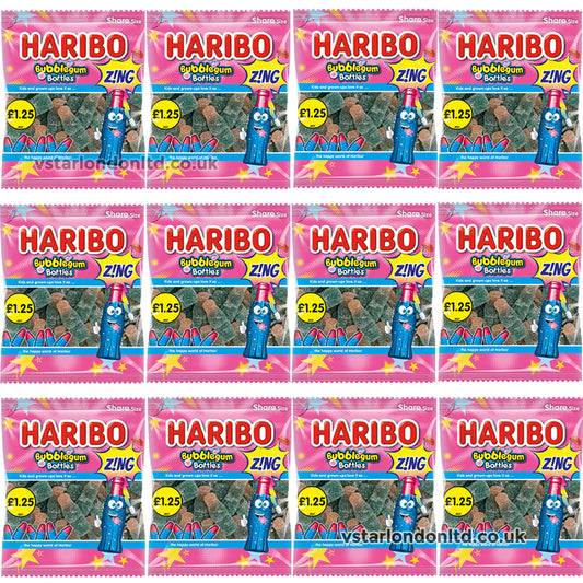 Haribo Bubblegum Bottles Z!ng Bag 140g PMP (Box of 12)