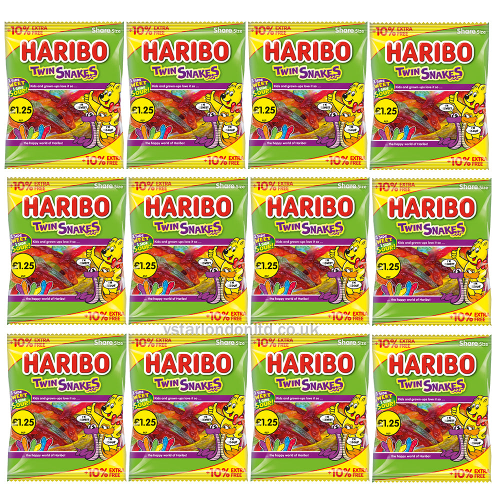 Haribo Twin Snakes Bag + 10% Extra Free (12 x 154g) PMP