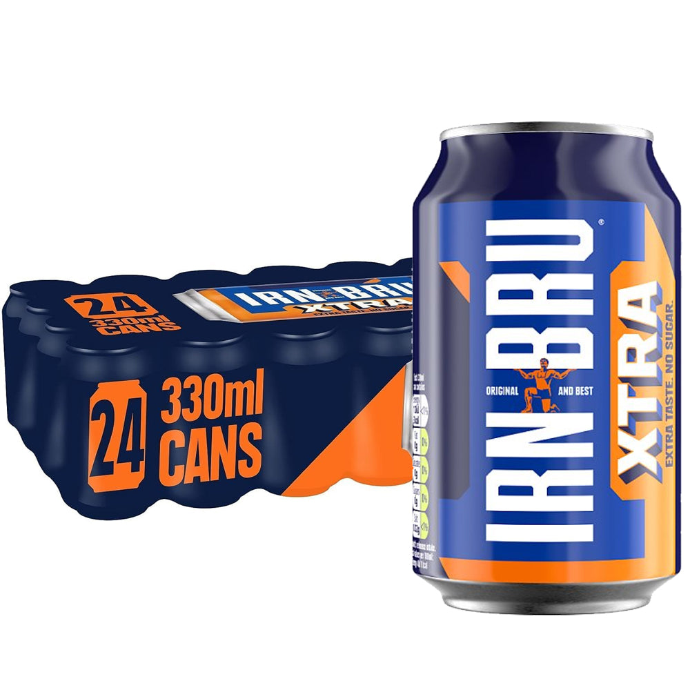 IRN-BRU Xtra No Sugar Soft Drink Can 330ml (Case of 24)