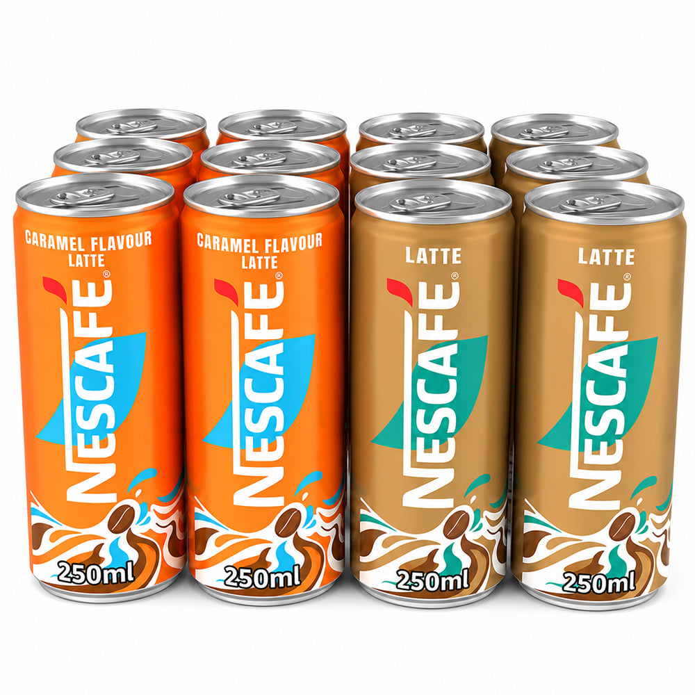 NESCAFÉ Iced Coffee Caramel Latte & Latte Mixed Pack 250ml (6 & 12 Cans)