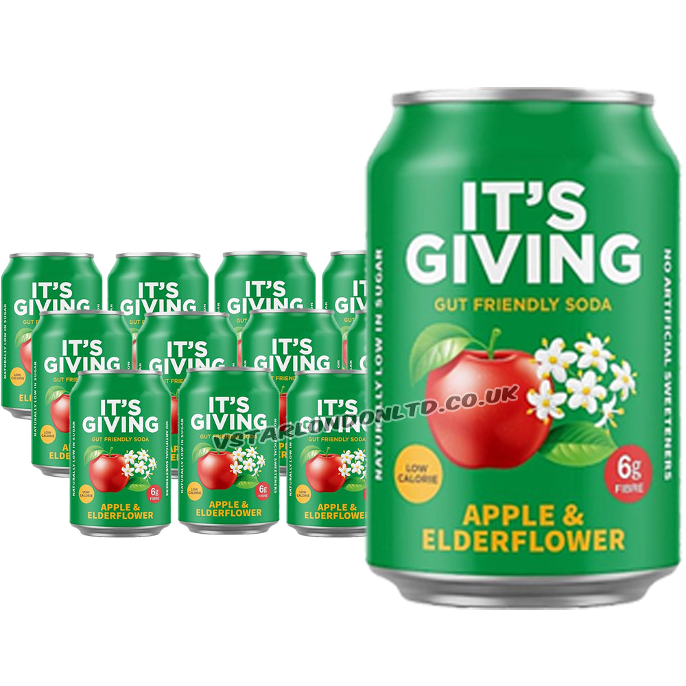 It’s Giving Apple & Elderflower Gut Friendly Soda 330ml (12 & 24 Cans)