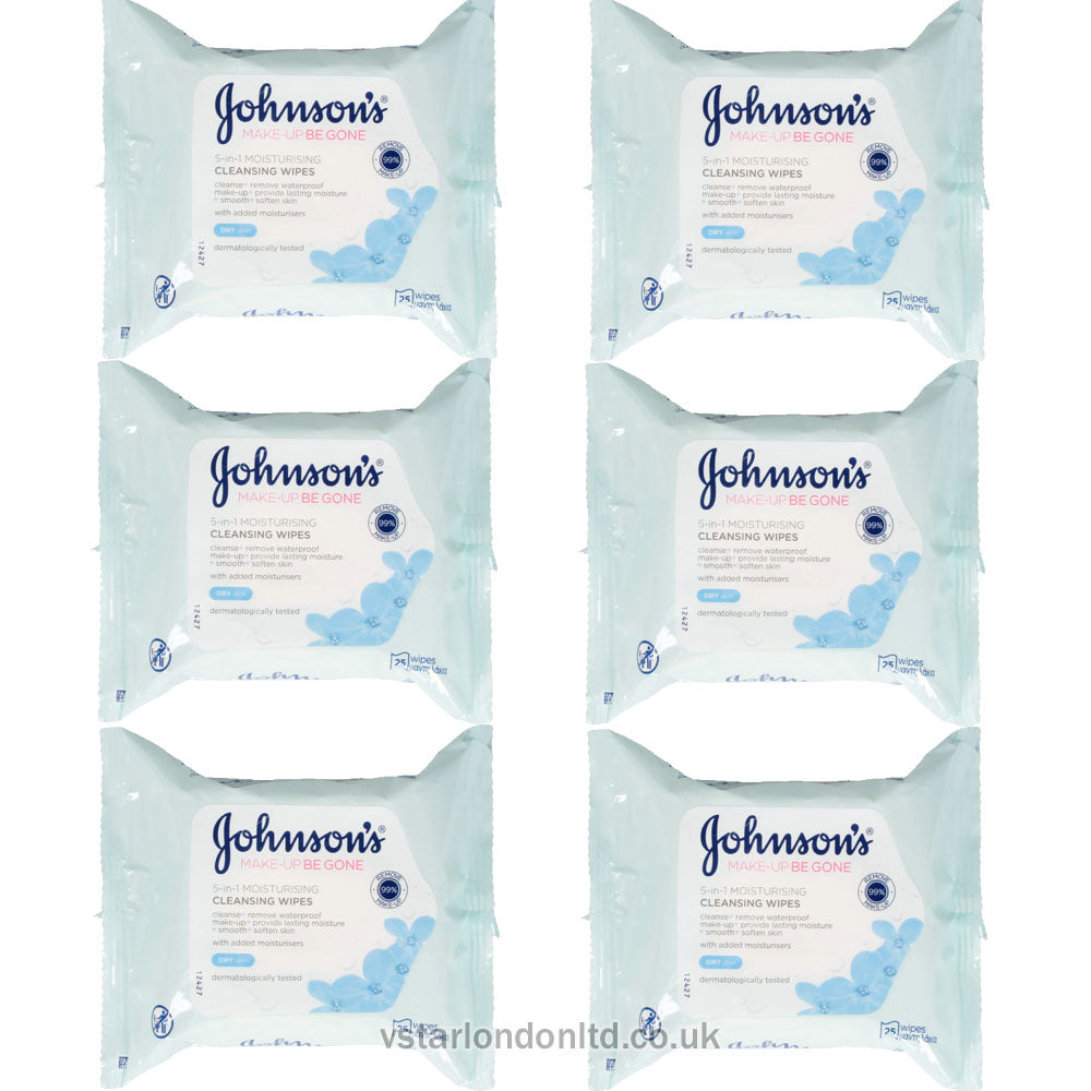 Johnson's Makeup Be Gone Moisturising Wipes - 25 Wipes Per Pack, Daily Face Care