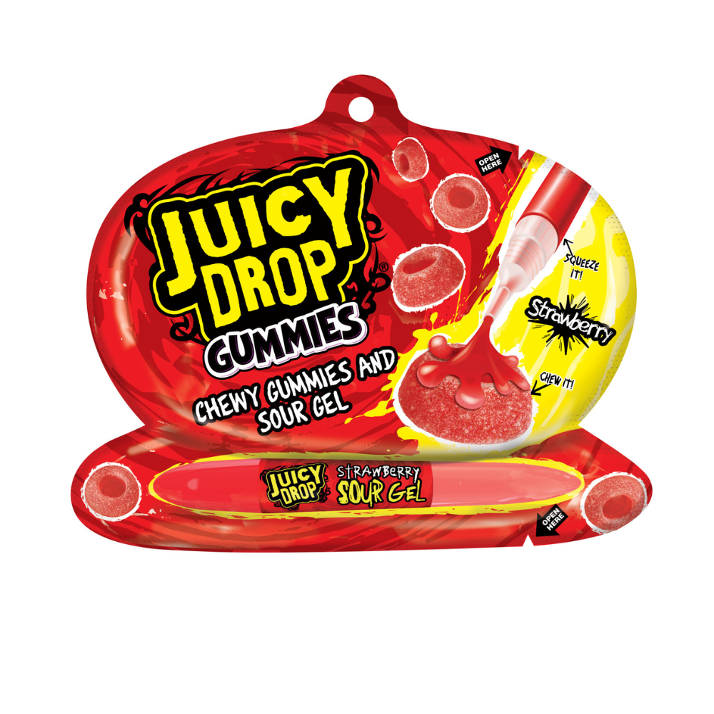 Juicy Drop Gummies with Sour Gel 57g (Box of 12)
