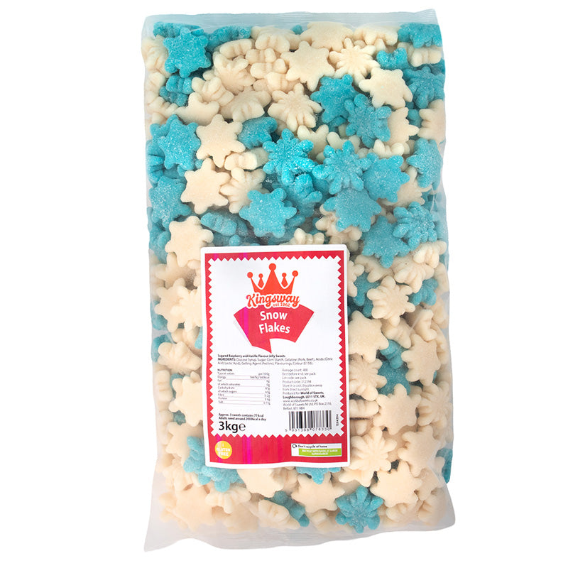 Kingsway Snowflakes Jelly Sweets – Raspberry & Vanilla Christmas Sweets (1Kg - 3Kg)