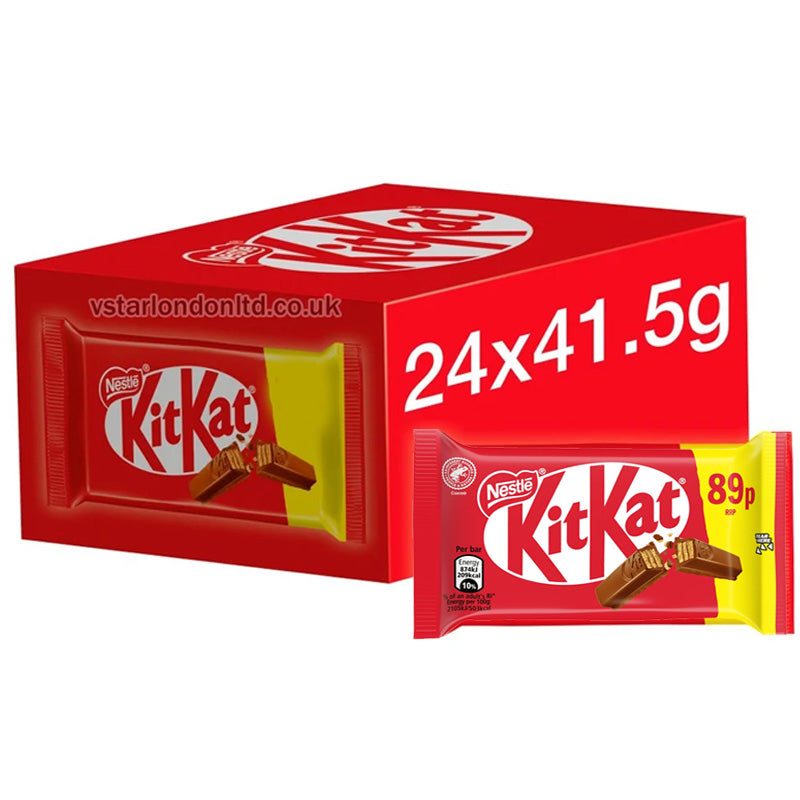 KitKat 4 Finger Milk Chocolate Bar 41.5g (Box of 12 & 24) PMP