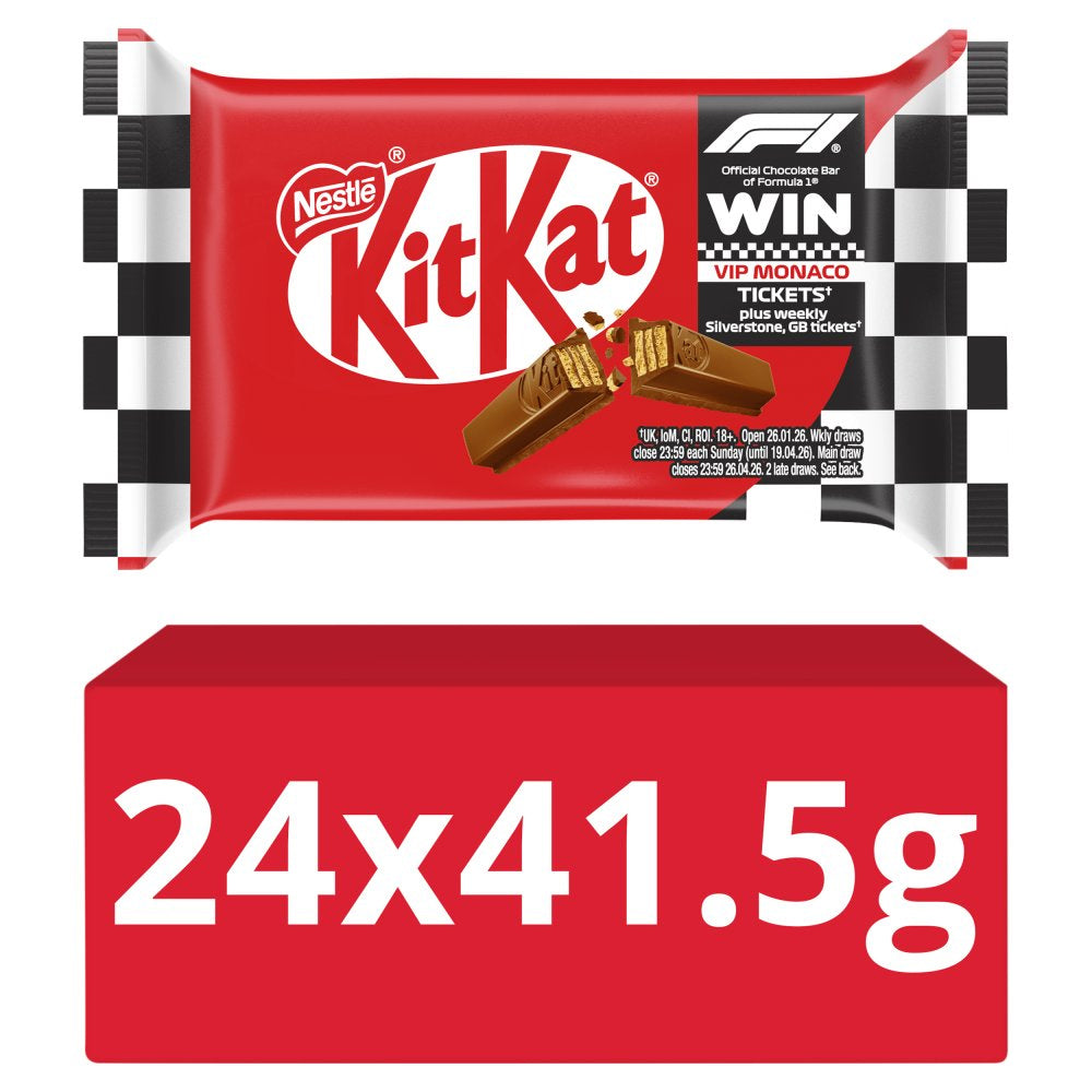 KitKat F1 4 Finger Milk Chocolate Biscuit Bar 41.5g (12 & 24 Bars)