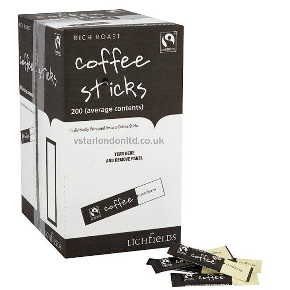 Lichfields Fairtrade Rich Roast Coffee Sticks 400g (200 x 2g)