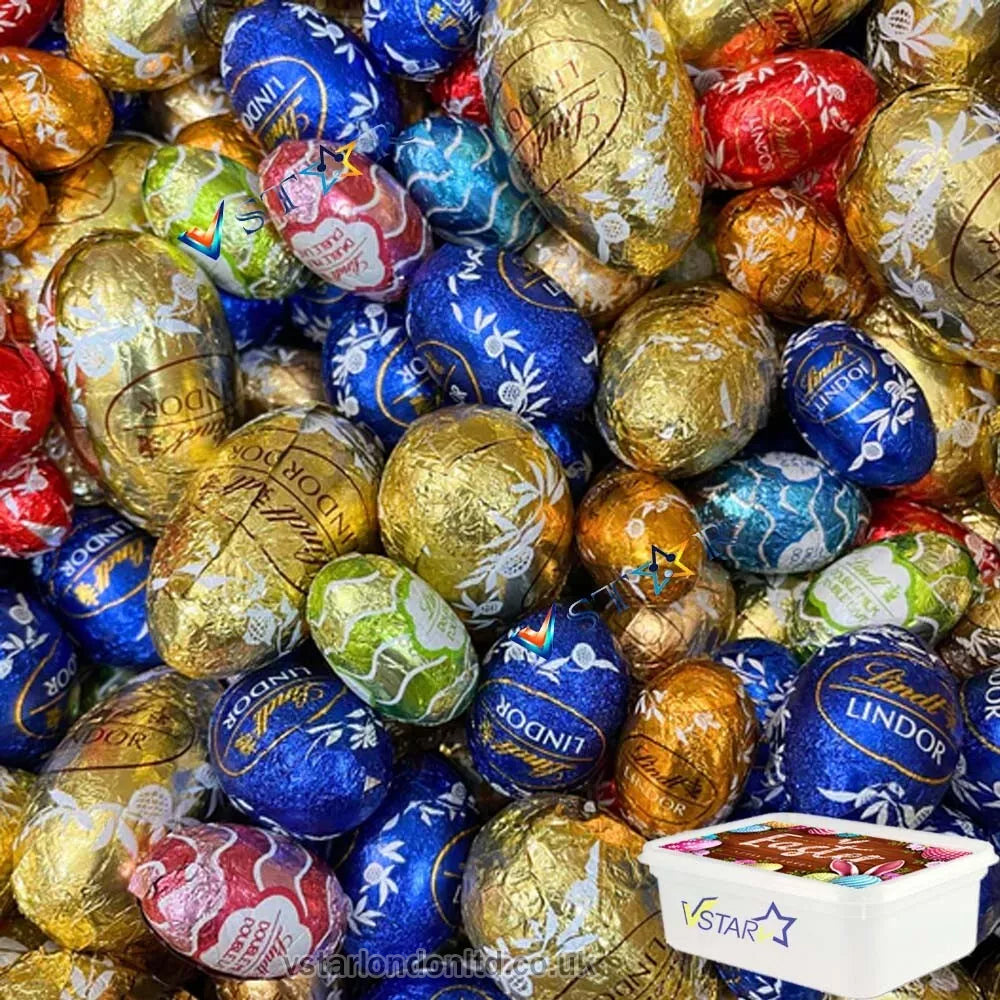 Lindt Lindor Milk Eggs Mixed Chocolate Easter Egg Hunt Treat (Pack of 24, 36, 48 Eggs)