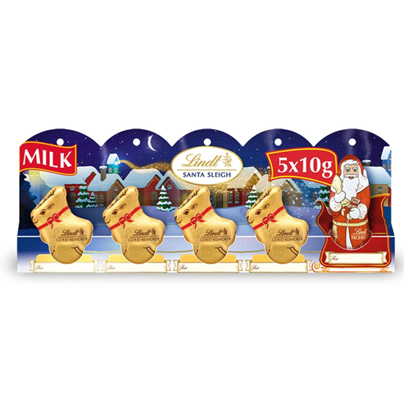 Lindt Santa Sleigh Christmas Milk Chocolates Santa and Reindeer 50g x 5 Pieces Chocolate