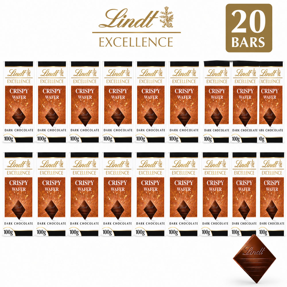Lindt Excellence Dark Chocolate Crispy Wafer 100g (10 & 20 Bars)