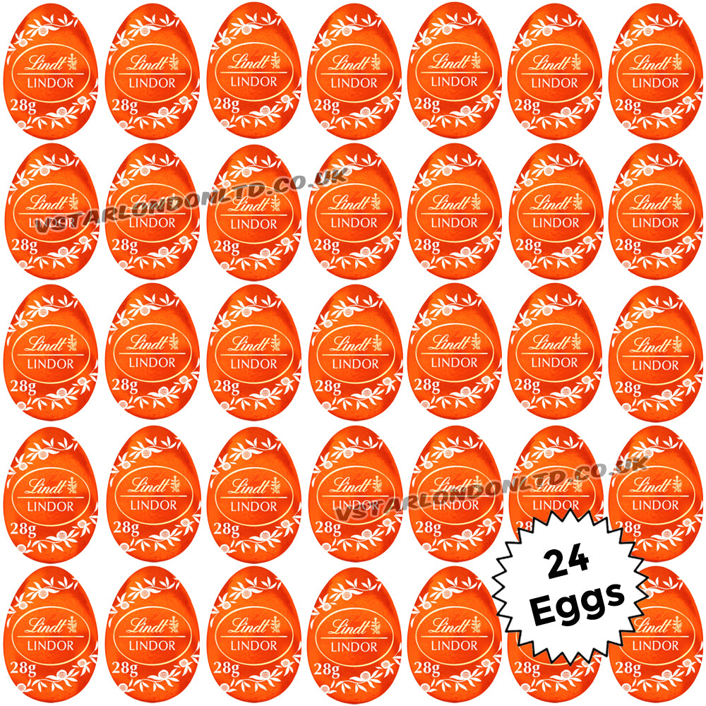 Lindt LINDOR Filled Orange Chocolate Easter Egg 28g (12, 24 & 48 Eggs)