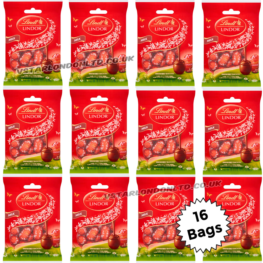 Lindt Lindor Milk Chocolate Easter Mini Eggs Bag 80g (8 & 16 Bags)