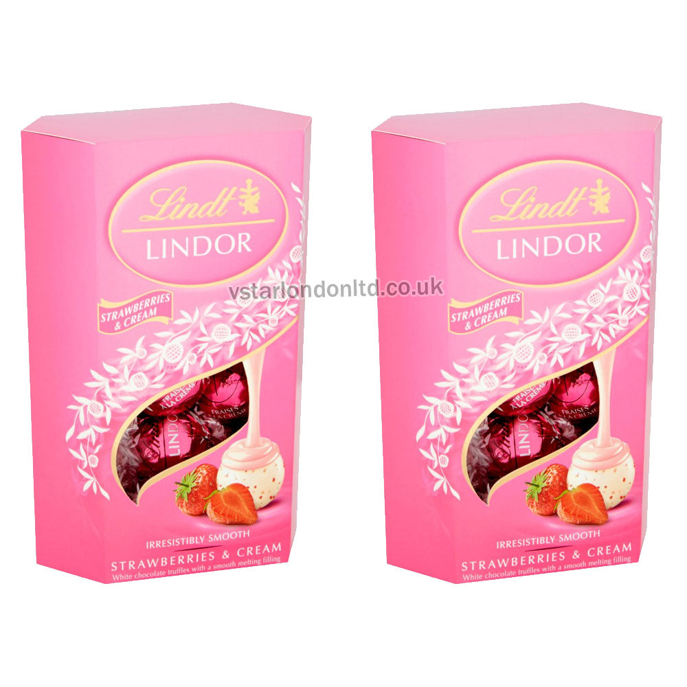 Lindt Lindor Strawberries & Cream Chocolate Truffles 200g – Bulk Packs (2, 4, 6, 8)