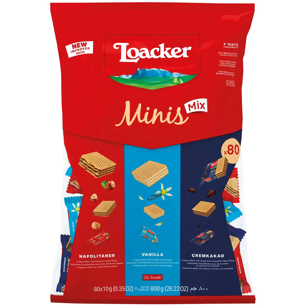 Loacker Mini Mix 800g – Napolitaner, Vanille & Cremkakao Wafers