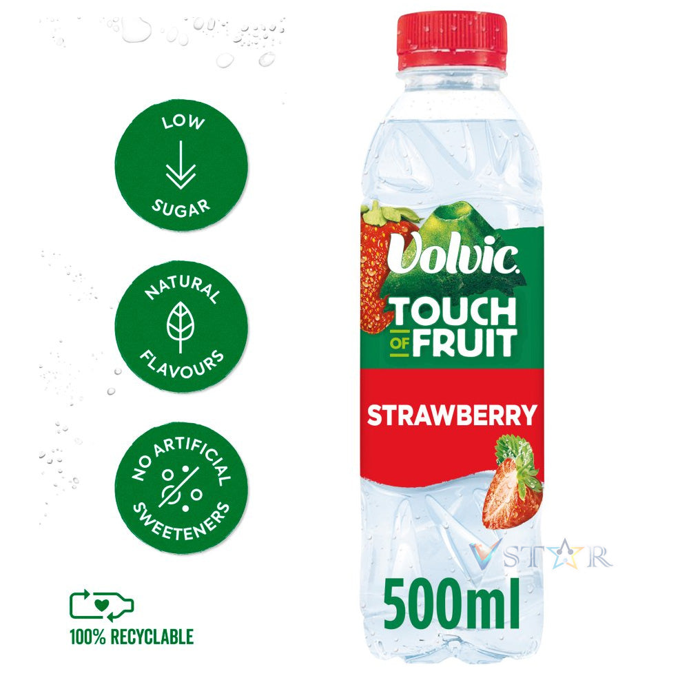 Volvic Touch of Fruit Low Sugar Strawberry Natural Flavoured Water 12 x 500ml