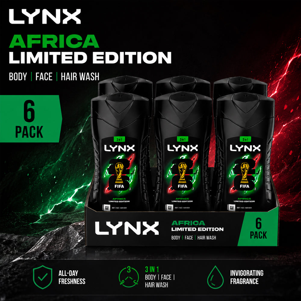 Lynx Africa FIFA Limited Edition 3-in-1 Body Wash 225ml (6 Pack)