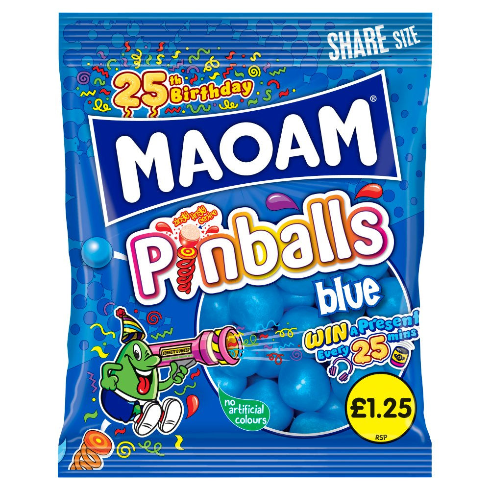 MAOAM Blue Pinballs 140g – Fruit Chewy Sweets (Box of 14)