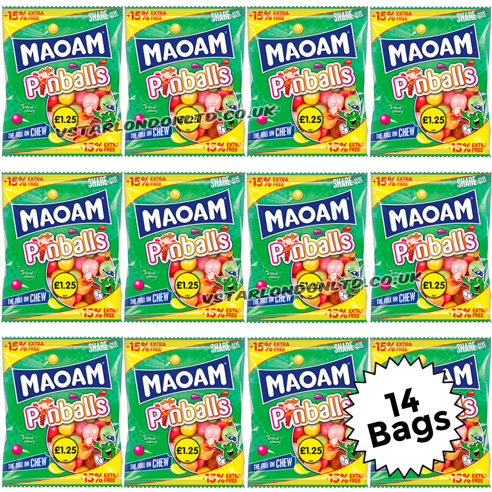 MAOAM Pinballs Fruit & Cola Flavour Chewy Sweets Sharing Bag 14 x 161g