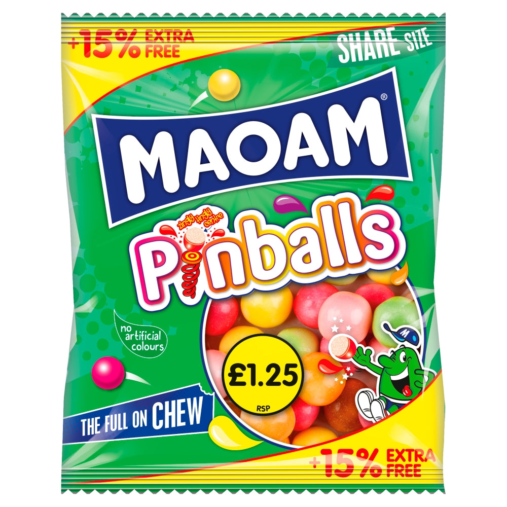 MAOAM Pinballs Fruit & Cola Flavour Chewy Sweets Sharing Bag 14 x 161g