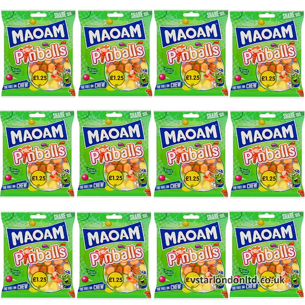MAOAM Pinballs Fruit & Cola Flavour Chewy Sweets Bag 140g (Box of 14) PMP