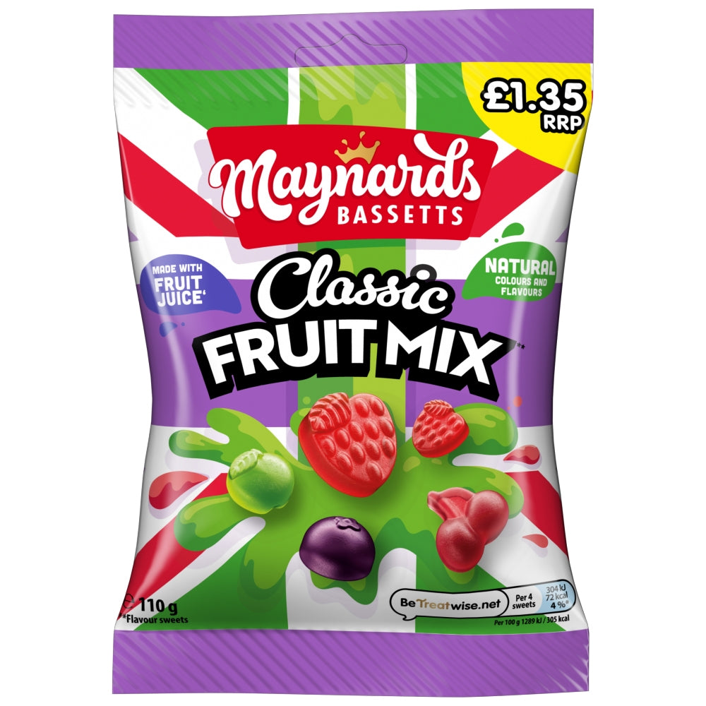 Maynards Bassetts Classic Fruit Mix Jelly 110g PMP (Box of 10)