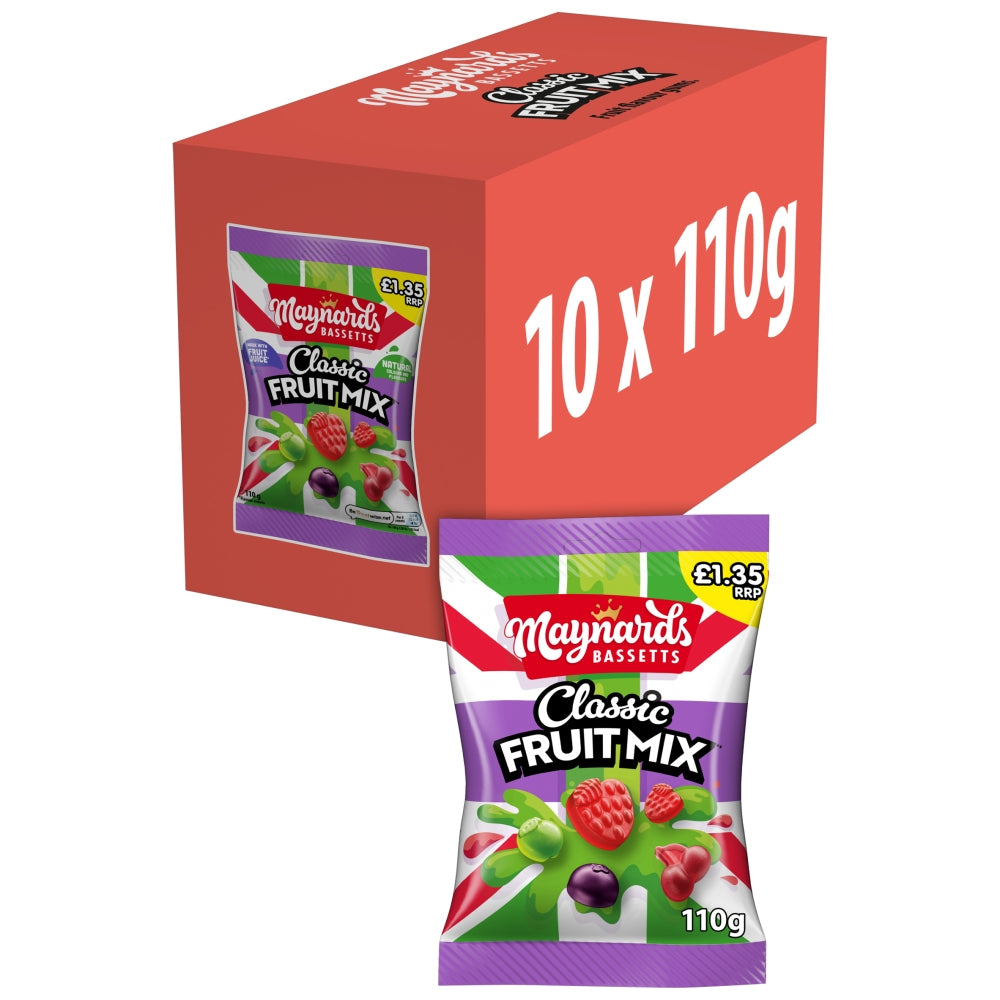 Maynards Bassetts Classic Fruit Mix Jelly 110g PMP (Box of 10)