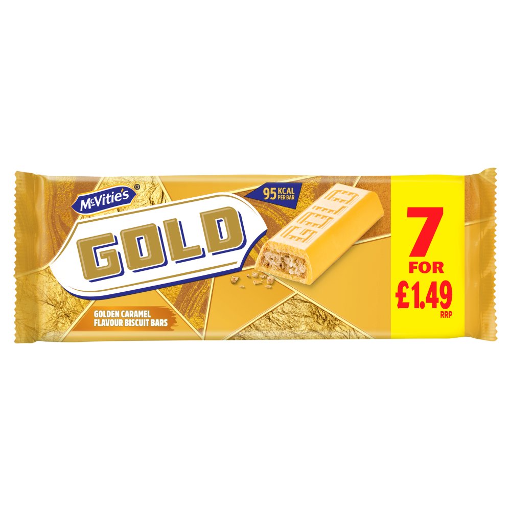 McVitie's Gold 7 Golden Caramel Flavour Biscuit Bars 124g (Box of 12)