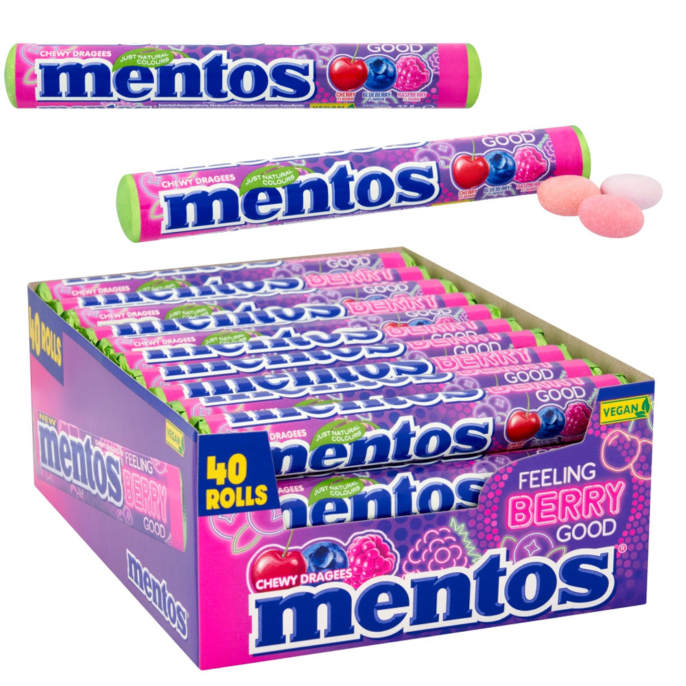 Mentos Feeling Berry Good Chewy Dragees Roll 38g (20 & 40 Rolls)