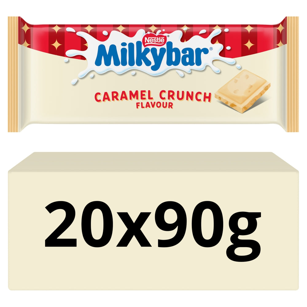 Milkybar Caramel Crunch White Chocolate Bar 90g (10 & 20 Bars)