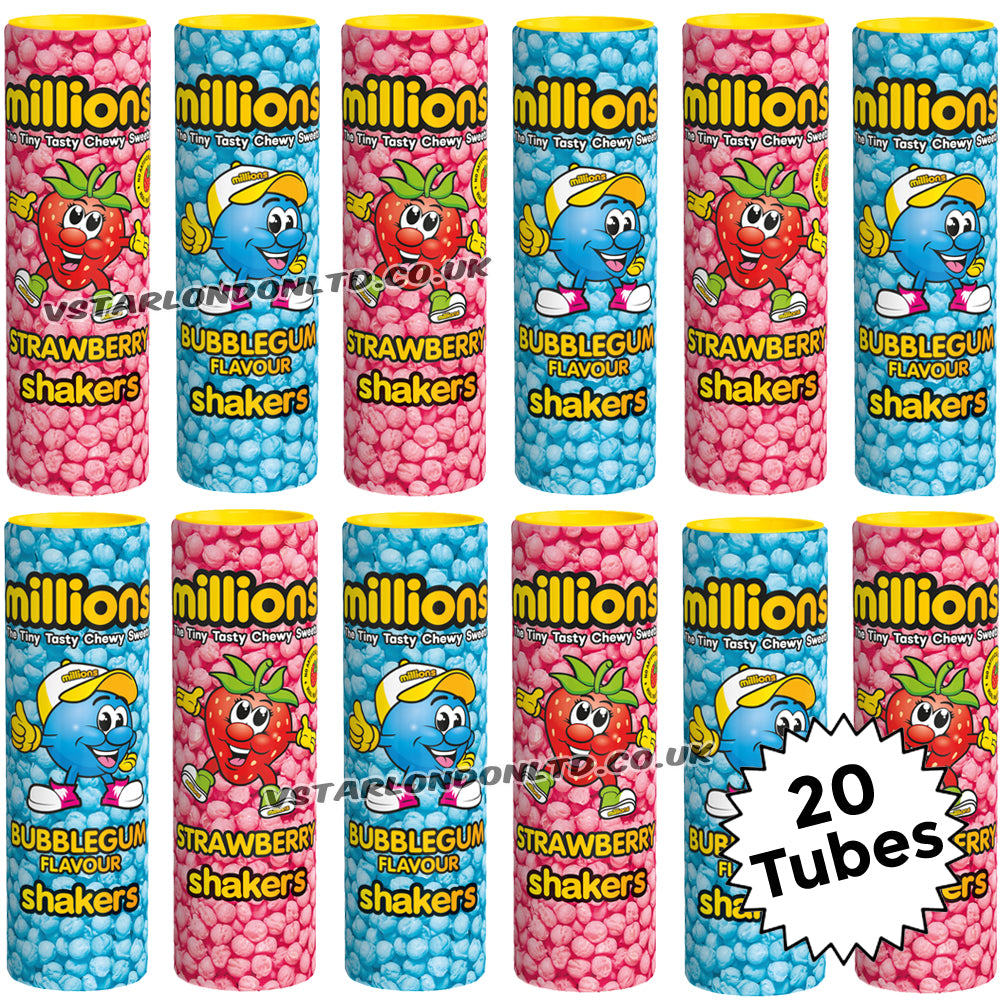 Millions Strawberry & Bubblegum Shakers Tubes - 10 or 20 Pack