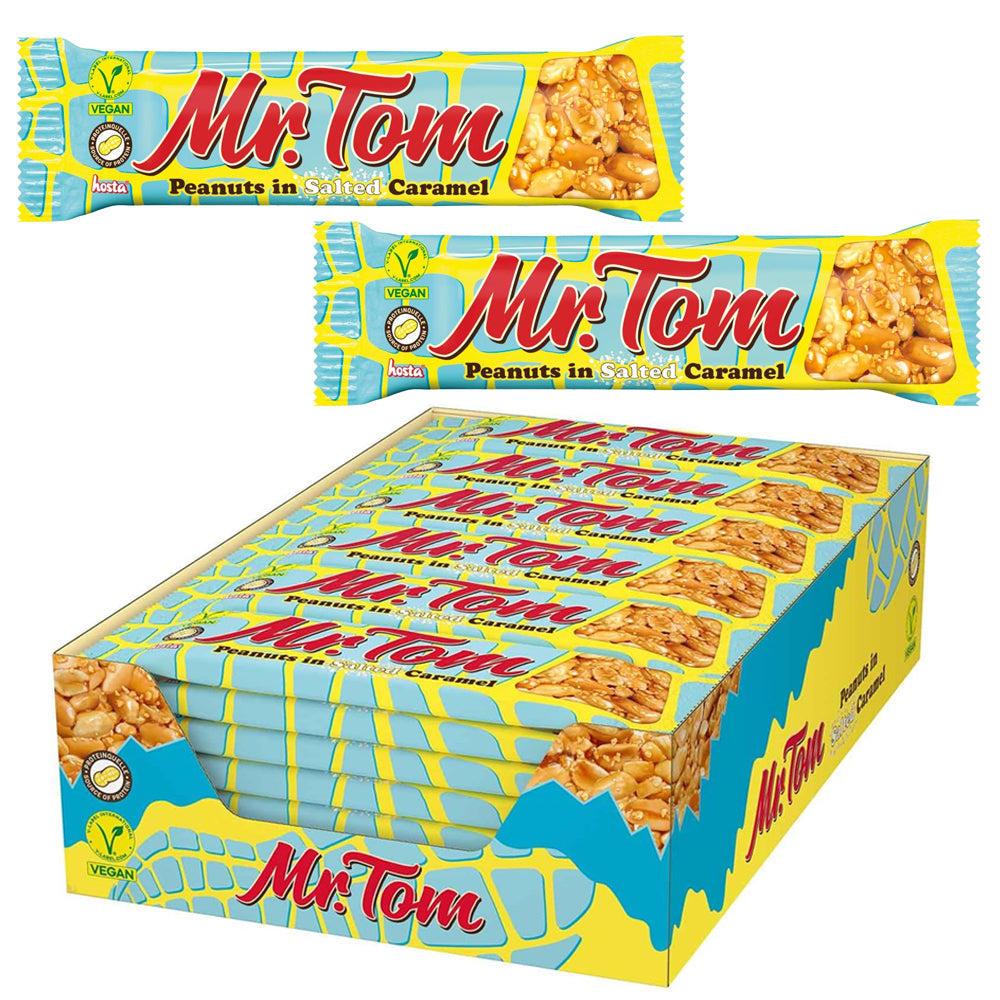 Mr Tom Salted Caramel Peanut Bar 40g (Box of 36) – Sweet & Salty Snack Bars