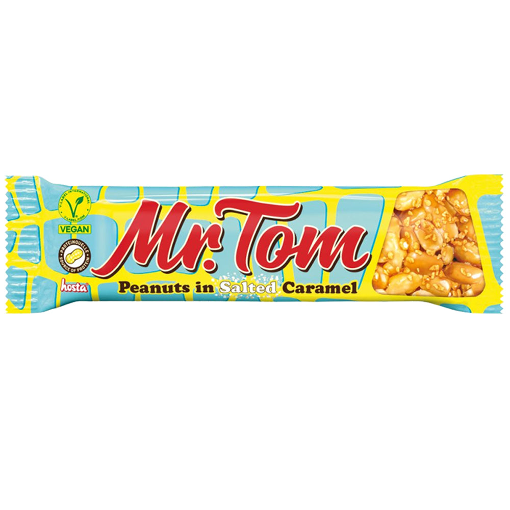 Mr Tom Salted Caramel Peanut Bar 40g (Box of 36) – Sweet & Salty Snack Bars