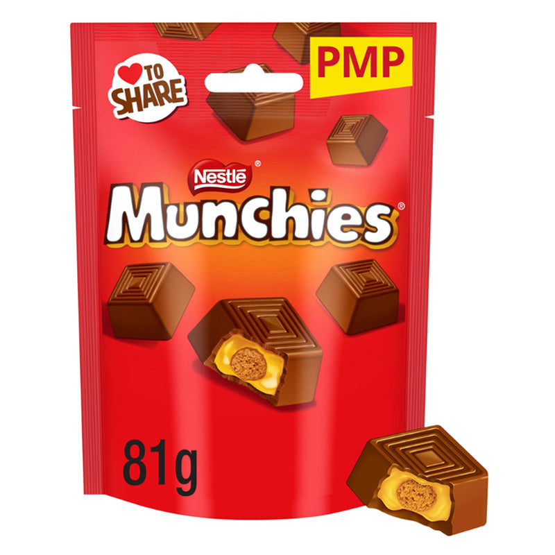 Munchies Milk Chocolate Caramel Biscuit Share Bag 81g PMP Chocolate Sweets (5 & 10 Packs)