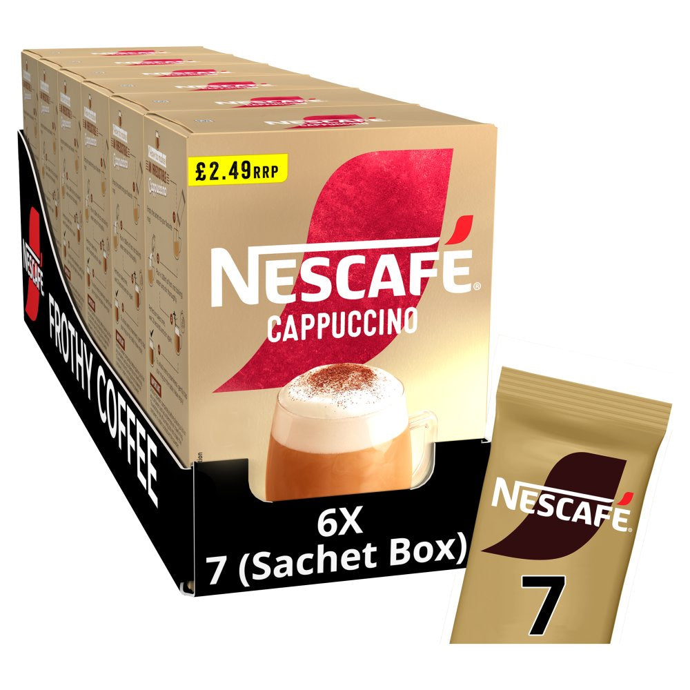 Nescafé Cappuccino Instant Coffee 7 x 18g Sachets (Box of 6) PMP
