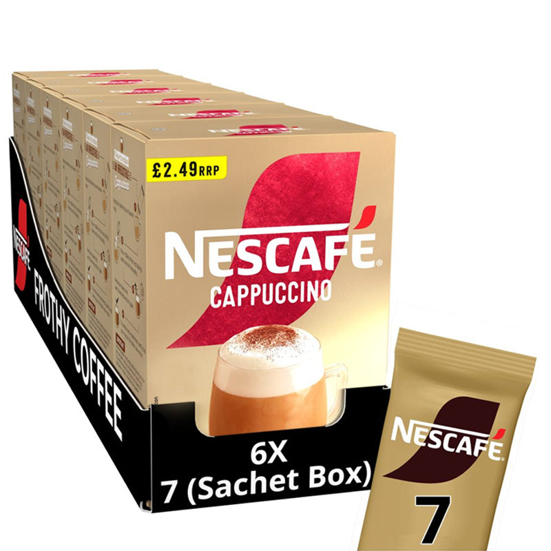 Nescafe Cappuccino Instant Coffee 7 x 15.5g Sachets ( 3 & 6 Packs)