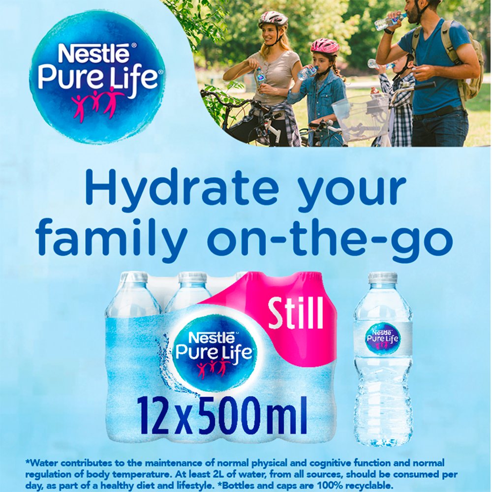 Nestlé Pure Life Still Spring Water 500ml Bottles (Pack of 12)