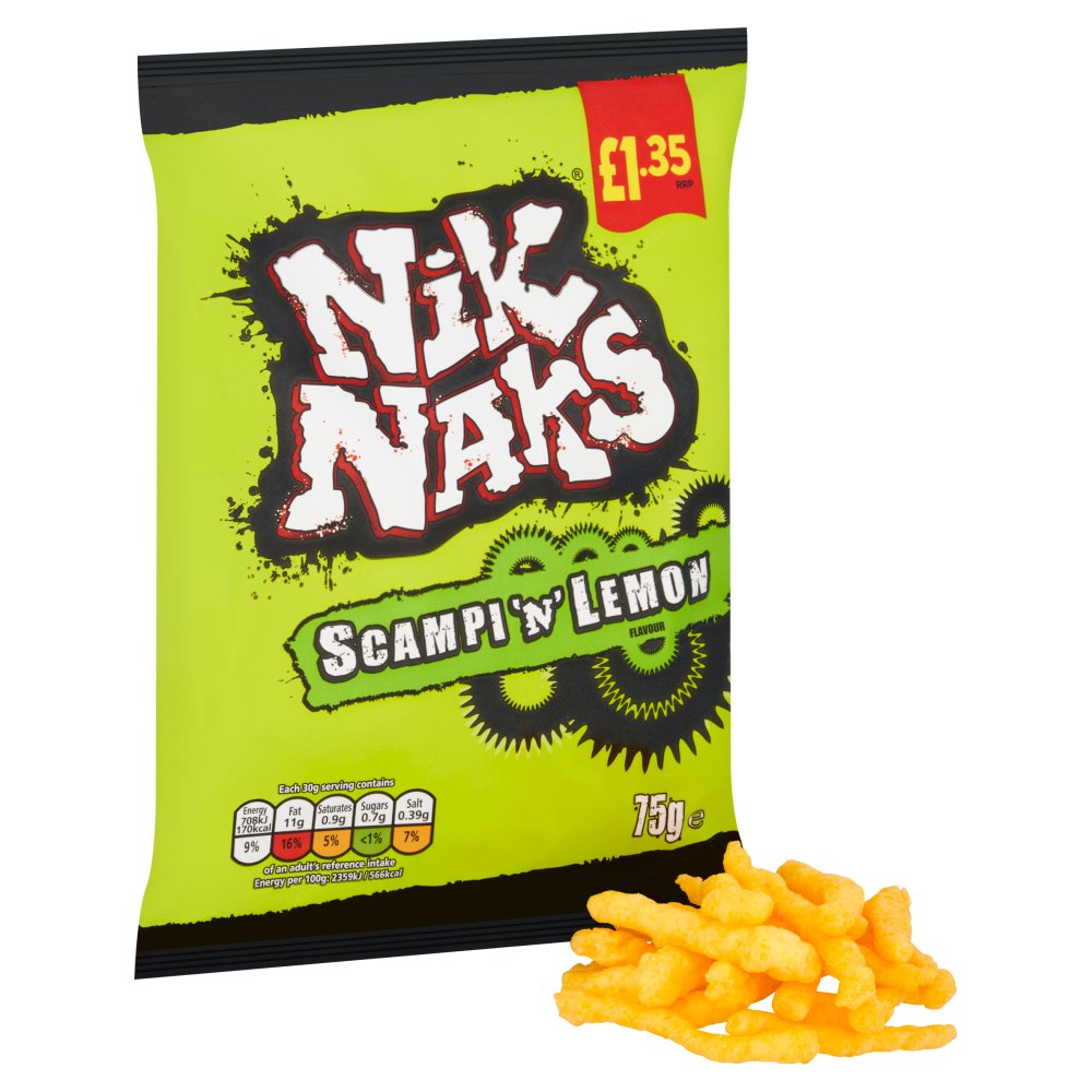 Nik Naks Scampi 'N' Lemon Crisps 75g PMP £1.35 (Box of 20)
