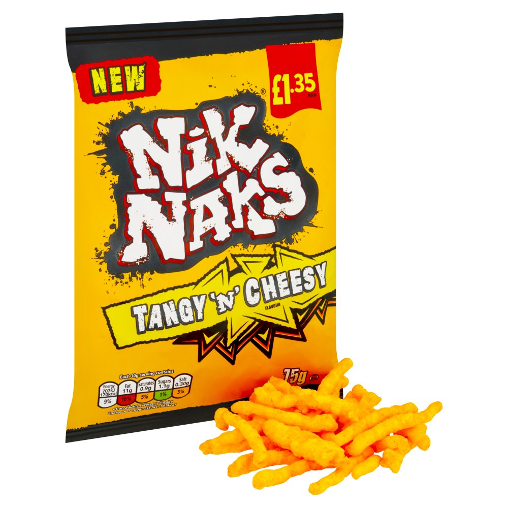 Nik Naks Tangy 'N' Cheesy Crisps 75g PMP £1.35 (Box of 20)