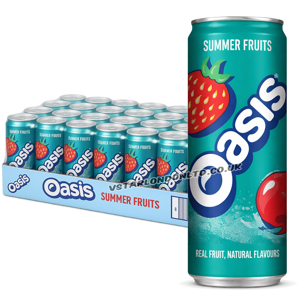 Oasis Summer Fruits Still Juice Drink 330ml Cans (12 & 24 Pack) – Low Calorie