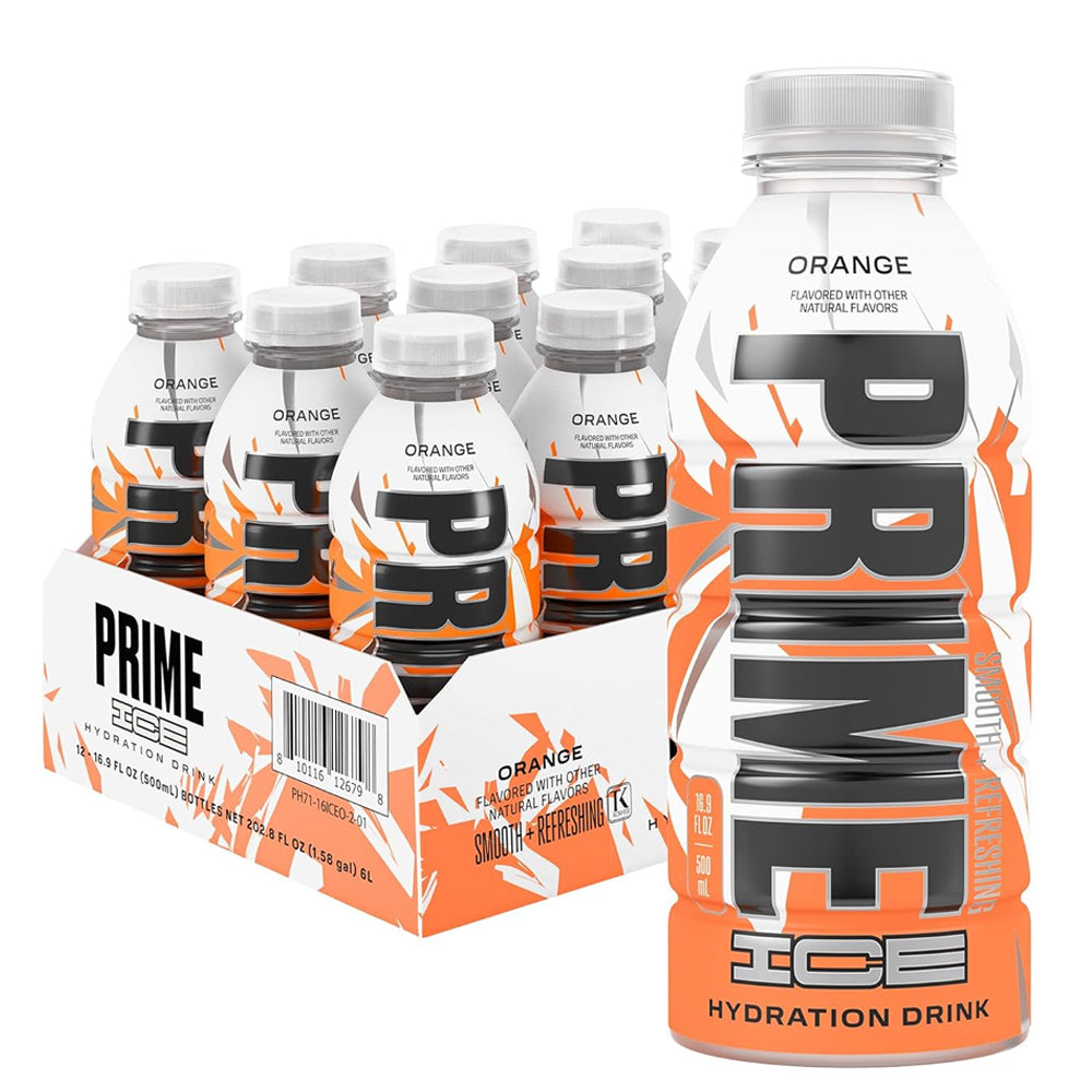 Prime Orange, Blue & Red Chill Flavour Ice Hydration 500ml (6 & 12 Bottles)
